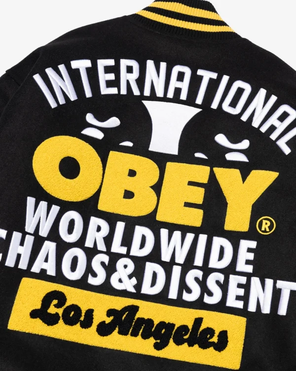 LOS ANGELES INTERNATIONAL VARSITY JACKET*OBEY Clothing Sale