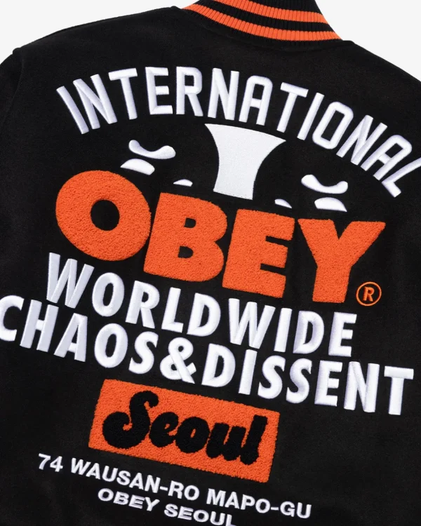 SEOUL INTERNATIONAL VARSITY JACKET*OBEY Clothing Cheap